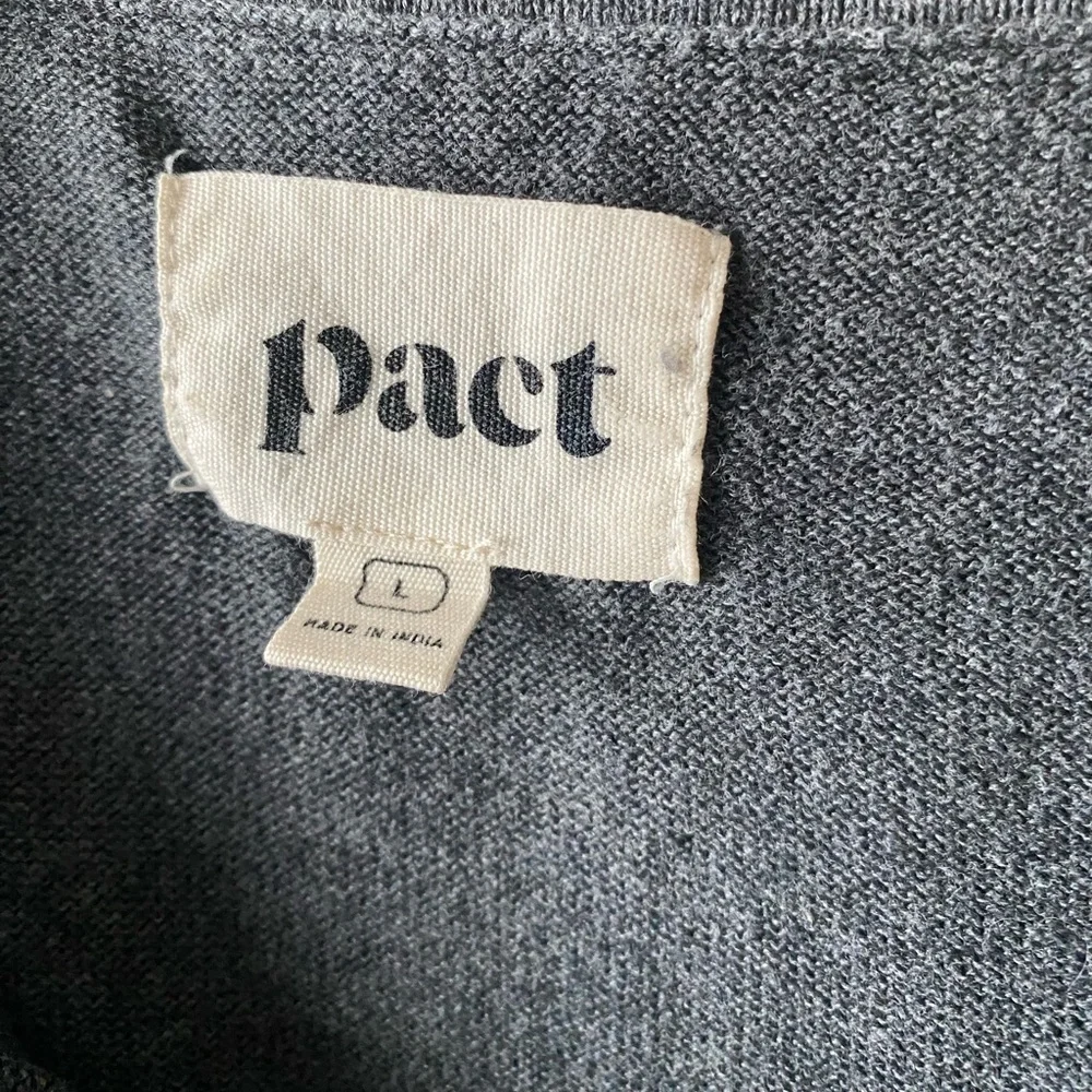 Pact 100% Organic Cotton Preppy Classic Knit Soft Grey Polo Sweater Men’s Size L